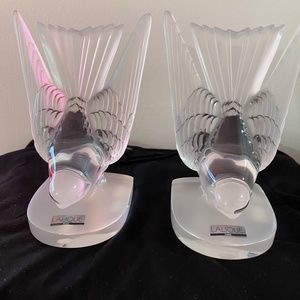 Lalique Paris Swallow Birds Bookends RETIRED